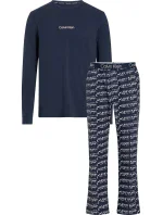 Pánske pyžamo L/S PANT SET 000NM2184E GVB tm. modré - Calvin Klein