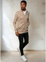 Pánska mikina na zips béžová FashionStreet BX5564