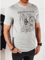 Pánske sivé tričko s potlačou FashionStreet RX5395