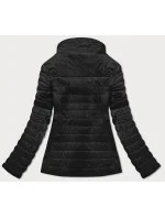 Tenká čierna dámska bunda s látkovými vsadkami (RQW-7013) Tenká čierna dámska bunda s látkovými vsadkami (RQW-7013)