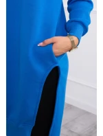 Zateplená blúzka s bočnými rázporkami nevädzovo modrá Zateplená blúzka s bočnými rázporkami nevädzovo modrá