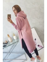 Zateplená mikina s bočnými rázporkami tmavo ružová