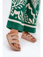 Klapki Damskie Z Paskami I Klamrami Beżowe Uliri