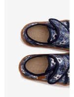 Dětské domácí boty pro kluky na suchý zip Barefoot Froddo G1700438-6 tmavě modré