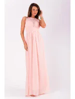 Spoločenské dámske šaty EVA & LOLA bez rukávov dlhé ružové - Ružová - EVA & LOLA