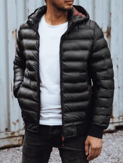 Pánska prešívaná bunda s kapucňou čierna FashionStreet TX4764
