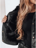 Dámska kožená bunda ramones s kožušinou čierna FashionStreet TY5207