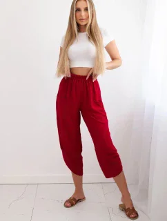 Nohavice so širokými nohavicami a vreckami bordová