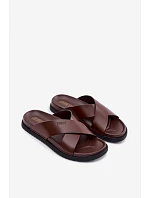 Pánske kožené papuče Big Star TT174218 Dark brown