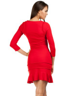 Dámske spoločenské šaty s volánikmi červené - Červená - MOE