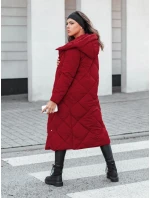 Dámska prešívaná zimná bunda s kapucňou FEMACOAT bordová FashionStreet TY5479