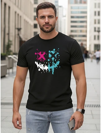 Pánske bavlnené streetwearové tričko čierne FashionStreet NX5100R Pánske bavlnené streetwearové tričko čierne FashionStreet NX5100R