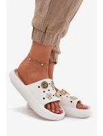 Klapki Damskie Piankowe Z Przypinkami Vinceza 76055 Białe