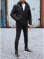 Pánska zimná bunda s odnímateľnou kapucňou čierna FashionStreet TX4833