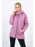 Zateplená mikina s predĺženým chrbtom a vreckami tmavo ružová Zateplená mikina s predĺženým chrbtom a vreckami tmavo ružová