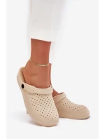 Piankowe Klapki Chodaki Damskie Beżowe Faylina