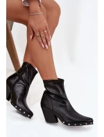 Botki Kowbojki Damskie Z Eko Skóry Na Słupku Czarne Abrielle