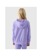 Dievčenská mikina bez prúžkov s kapucňou 4F Junior 4FJWMM00TSWSF1316-32S