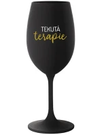 TEKUTÁ TERAPIE - černá sklenice na víno 350 ml
