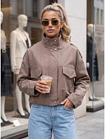 Dámska oversize prechodová bunda s golierom, béžová, FashionStreet TY6091 Dámska oversize prechodová bunda s golierom, béžová, FashionStreet TY6091