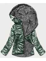 Obojstranná zelená dámska bunda s kapucňou (B9793-10) Obojstranná zelená dámska bunda s kapucňou (B9793-10)