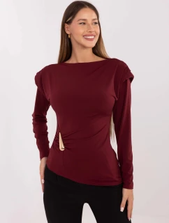 Elegantná vankúšová blúzka vo vínovej farbe (21898)