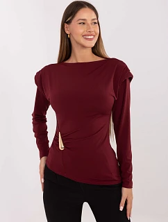 Elegantná vankúšová blúzka vo vínovej farbe (21898)