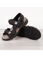 Rieker M R447 Pohodlné sandále na suchý zips čierne