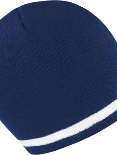 Result Headwear R 368X Pletená čiapka s kontrastnými pruhmi 28.368X tmavomodrá/biela