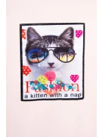 3D mačacie grafické šaty púdrovo ružové