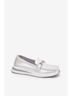 Skórzane Mokasyny Damskie S.Barski GR51-598 Perłowe