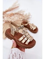 Dziewczęce Sandałki Z Ozdobnym Detalem Złote Serina