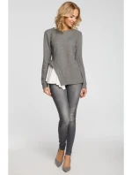M333 Asymetrická vrstvená blúzka - šedá