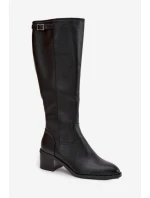 Dámske čižmy na podpätku 58589 Black - VINCEZA