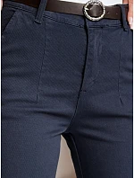 Dámske bavlnené nohavice slim fit s opaskom TAIRONIK navy blue FashionStreet UY2542 Dámske bavlnené nohavice slim fit s opaskom TAIRONIK navy blue FashionStreet UY2542