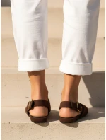 Dámske semišové baleríny s otvoreným podpätkom slingback hnedé FashionStreet ZY1354 Dámske semišové baleríny s otvoreným podpätkom slingback hnedé FashionStreet ZY1354