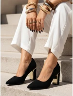 Dámske semišové lodičky na ihlovom podpätku čiernej farby FashionStreet ZY1399 Dámske semišové lodičky na ihlovom podpätku čiernej farby FashionStreet ZY1399