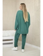 Bavlnená tepláková súprava Oversize + nohavice zelená