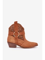Zamszowe Botki Kowbojki Ażurowe Na Obcasie Zazoo 2994 Camel Zamszowe Botki Kowbojki Ażurowe Na Obcasie Zazoo 2994 Camel