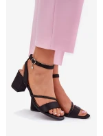 Sandały Damskie Na Słupku Z Cyrkoniami Vinceza 20268 Czarne