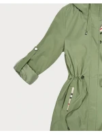 Dámska khaki bunda s kockovaným lemom Goodlookin (KK60411-3#) Dámska khaki bunda s kockovaným lemom Goodlookin (KK60411-3#)