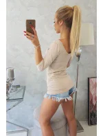 Blúzka s okrúhlym výstrihom béžová
