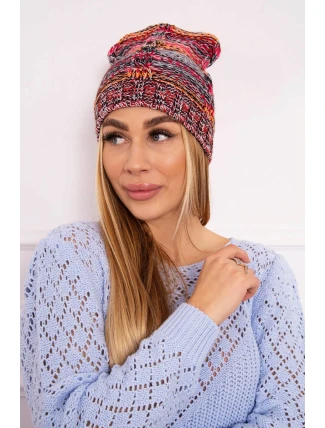 Fleecová čiapka Klaudia K255 oranžová+červená
