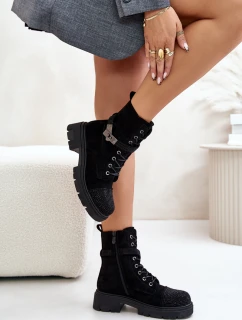 Ocieplane Botki Workery Ze Zdobieniem S.Barski HY42-281 Czarne