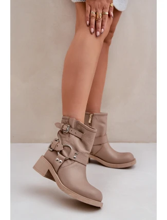 Dámske kožené nízke topánky s remienkami Zazoo 3644 Beige Dámske kožené nízke topánky s remienkami Zazoo 3644 Beige