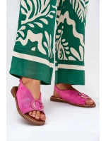 Płaskie Sandały Z Ozdobą Różowe Haliones