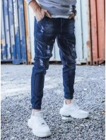 Modré pánske nohavice FashionStreet UX3284