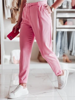 Ležérne dámske plisované nohavice s opaskom PLISSO pink FashionStreet UY2519