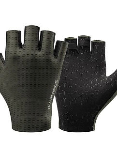 Rockbros priedušné cyklistické rukavice, krátke prsty, veľkosť: XXL - zelené