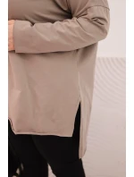 Dámske bavlnené Plus veľkosť asymetrické blúzka s dlhým rukávom Fango